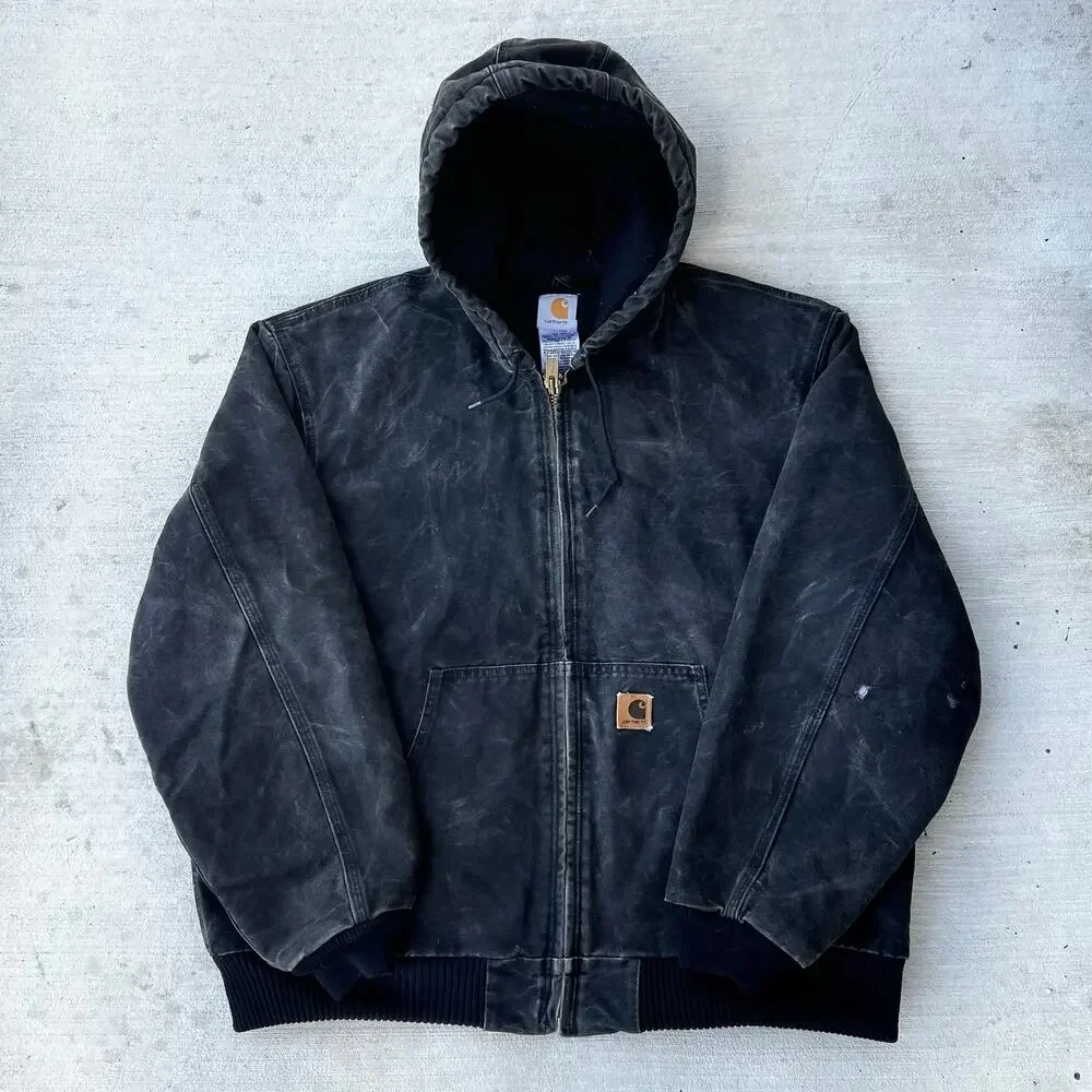 Carhartt J130 BLK faded black hooded work wear jacket